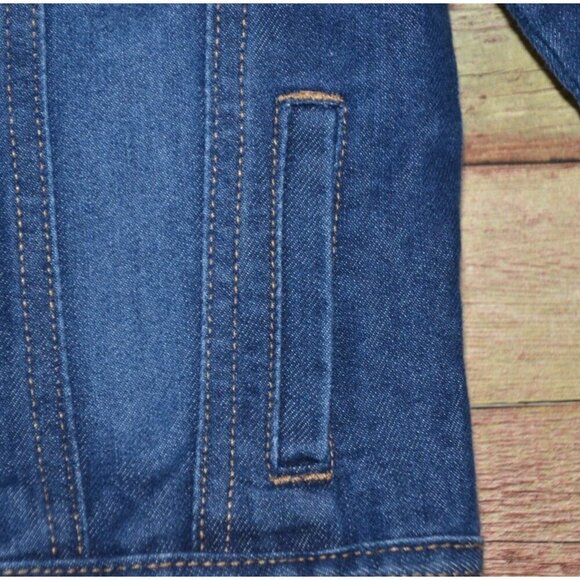 DKNY Girls Denim Long Sleeve Button Up Blue Jean Jacket Size 4 Embroidered Logo - Picture 5 of 10
